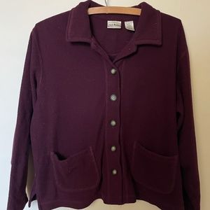 Vintage LL Bean Fleece Button Down, Size S, Purple